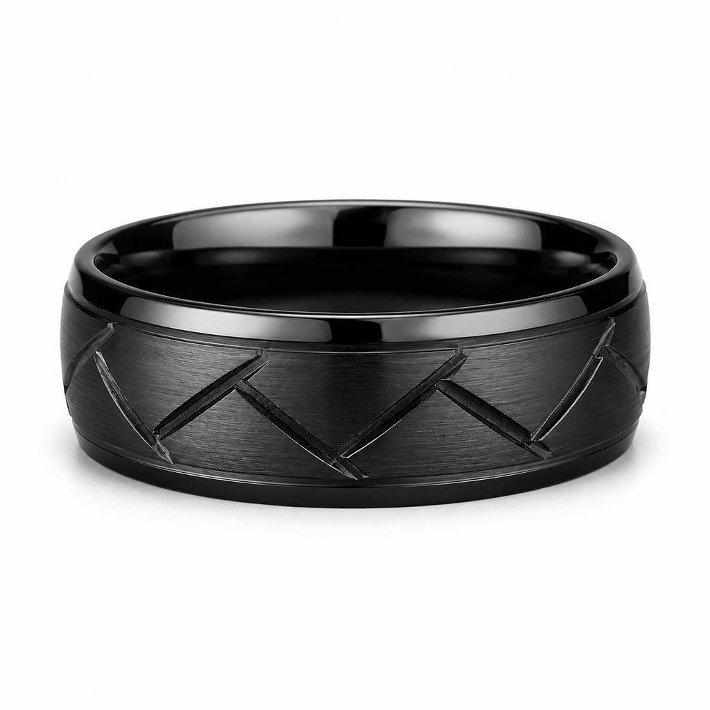 Zilvaré Mauro Ring - Roestvrijstalen ring met modern chevron design