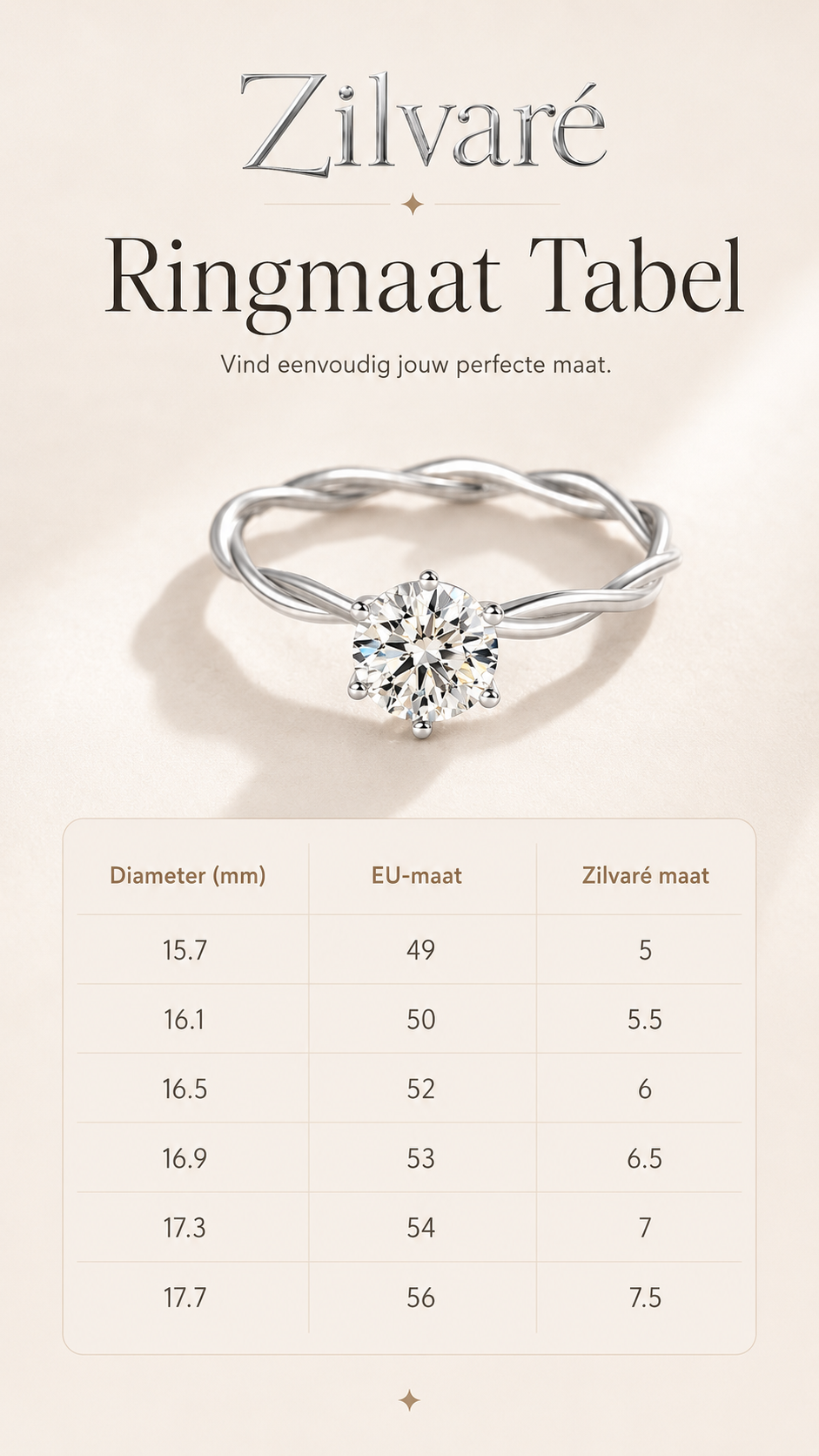 Zilvaré Solène Ring – Verfijnde zilverkleurige ring met zirkonia en twist design