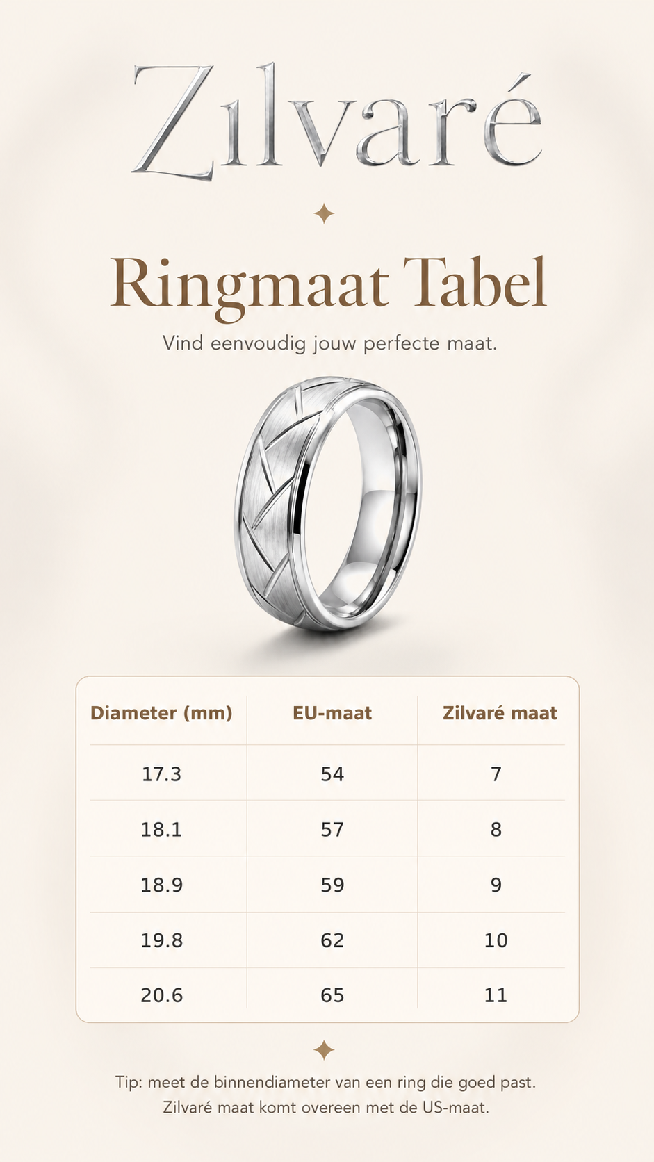 Zilvaré Mauro Ring - Roestvrijstalen ring met modern chevron design