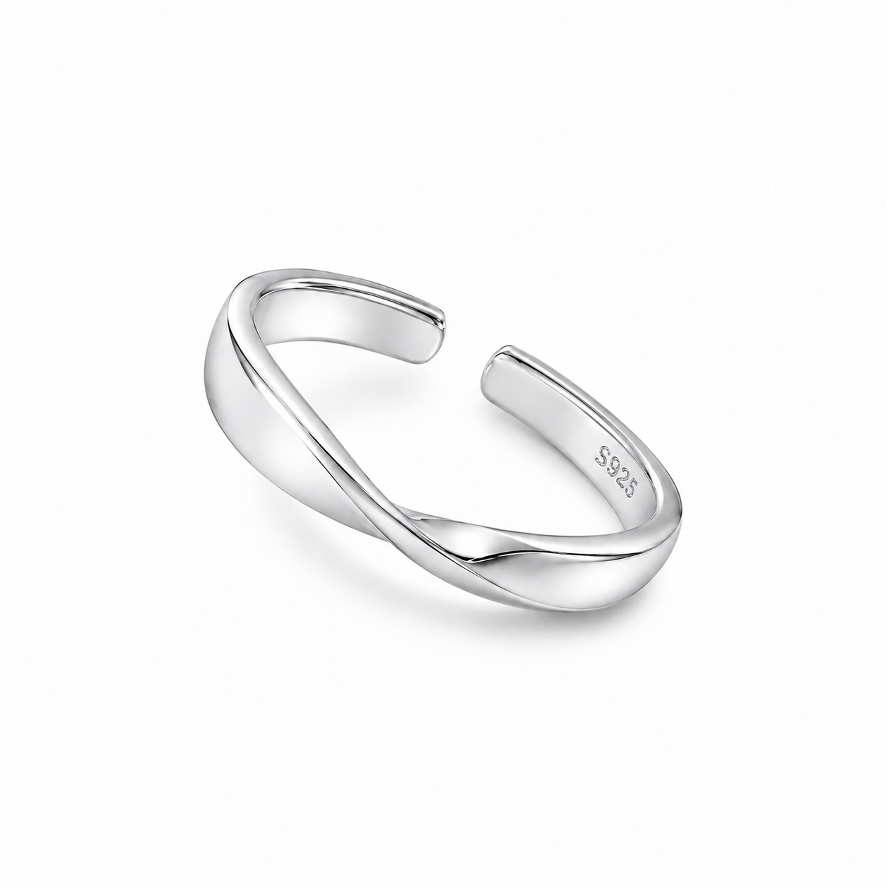 Zilvaré Éline Ring – Verstelbare 925 zilveren ring met elegante golfvorm