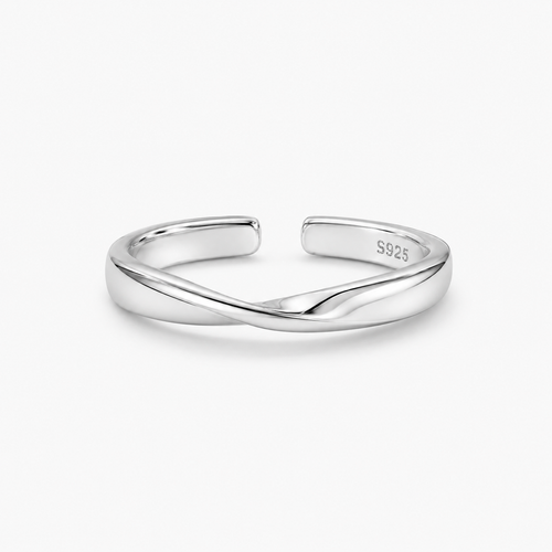 Zilvaré Éline Ring – Verstelbare 925 zilveren ring met elegante golfvorm