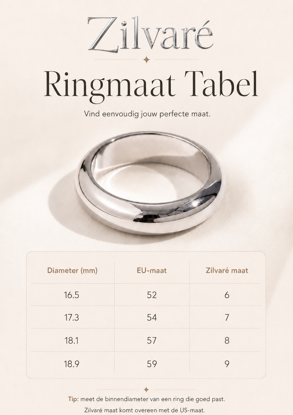 Zilvaré Classic Dome Ring – Luxe zilverkleurige ring