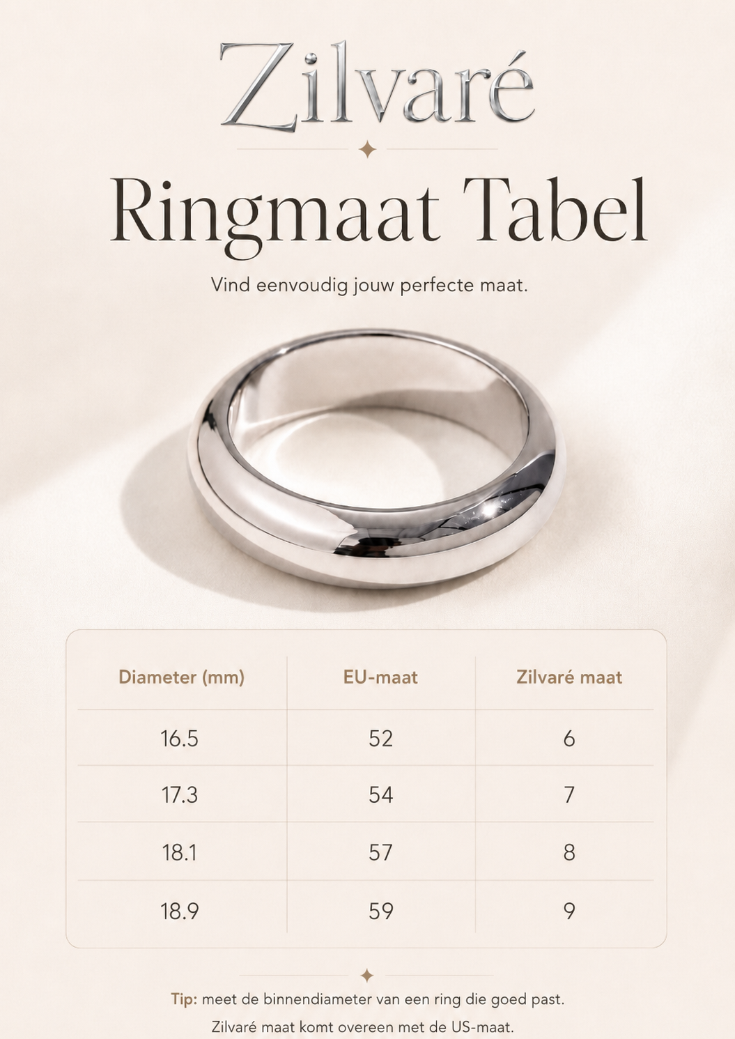 Zilvaré Classic Dome Ring – Luxe zilverkleurige ring
