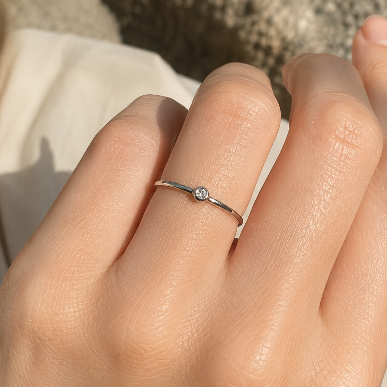 Zilvaré Amélie Ring - Verfijnde zilveren ring met subtiele zirkonia-steen