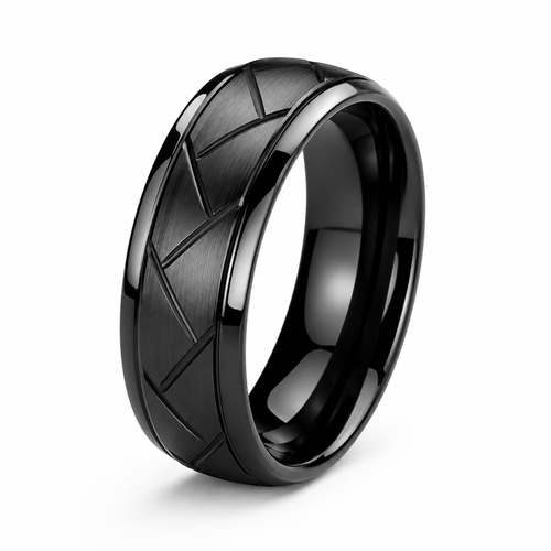 Zilvaré Mauro Ring - Roestvrijstalen ring met modern chevron design