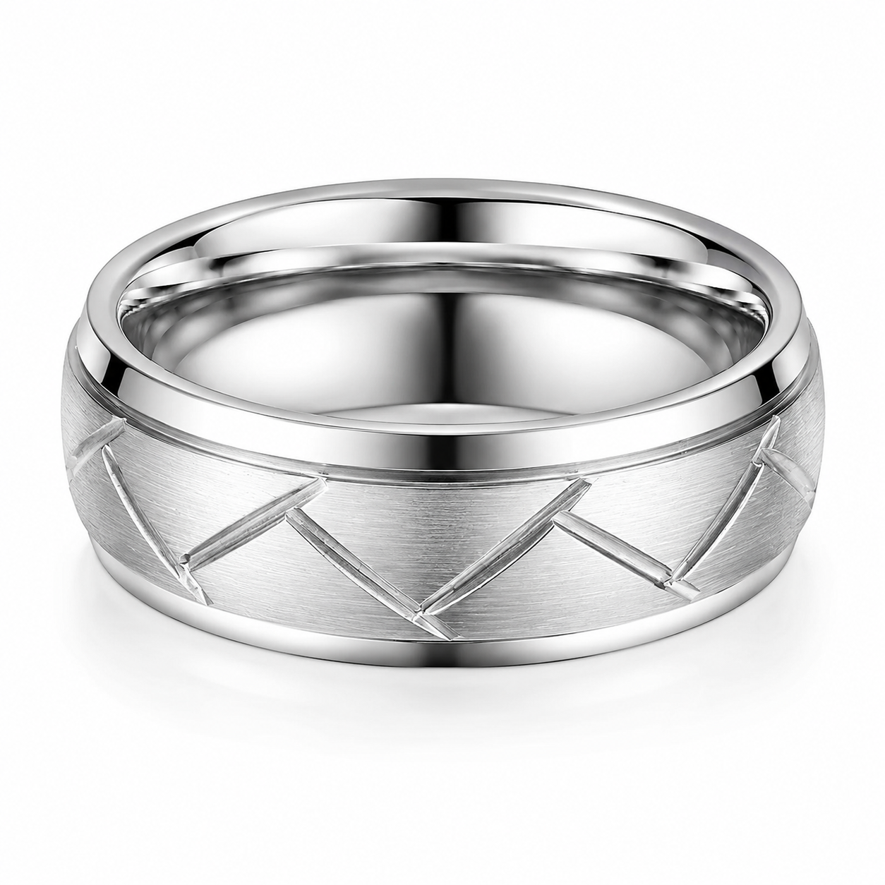 Zilvaré Mauro Ring - Roestvrijstalen ring met modern chevron design