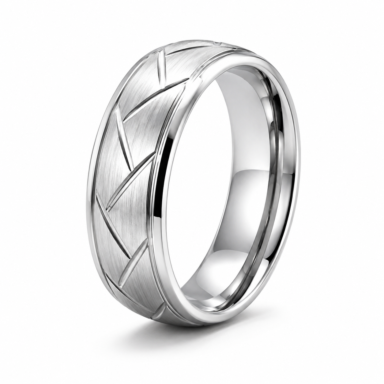 Zilvaré Mauro Ring - Roestvrijstalen ring met modern chevron design